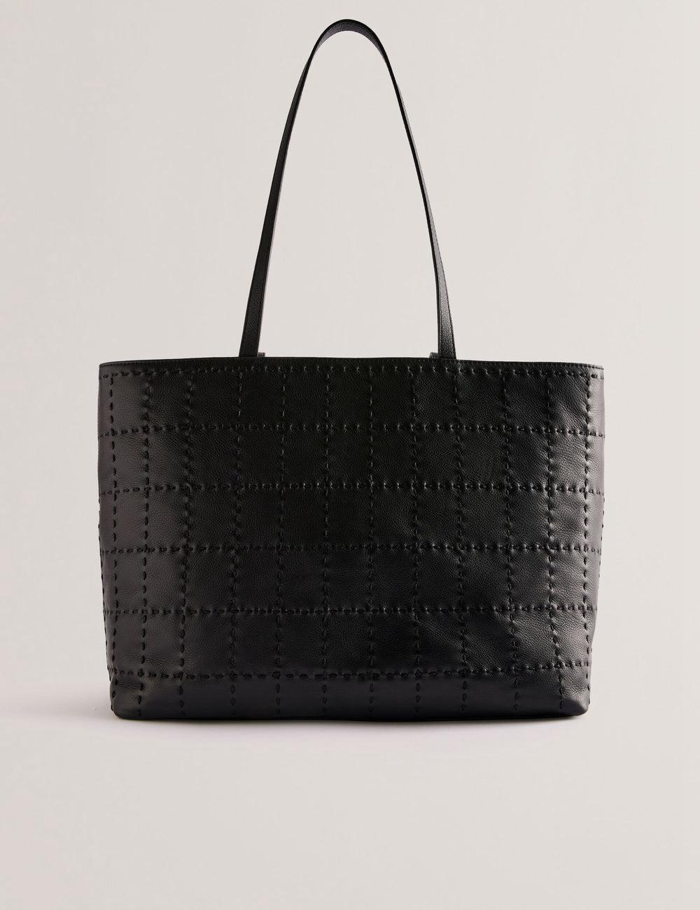 Ted Baker STALIE - Stitch Detail Leather Large Shopper Women Shopper Bags Black | UAE  72389-XZAP
