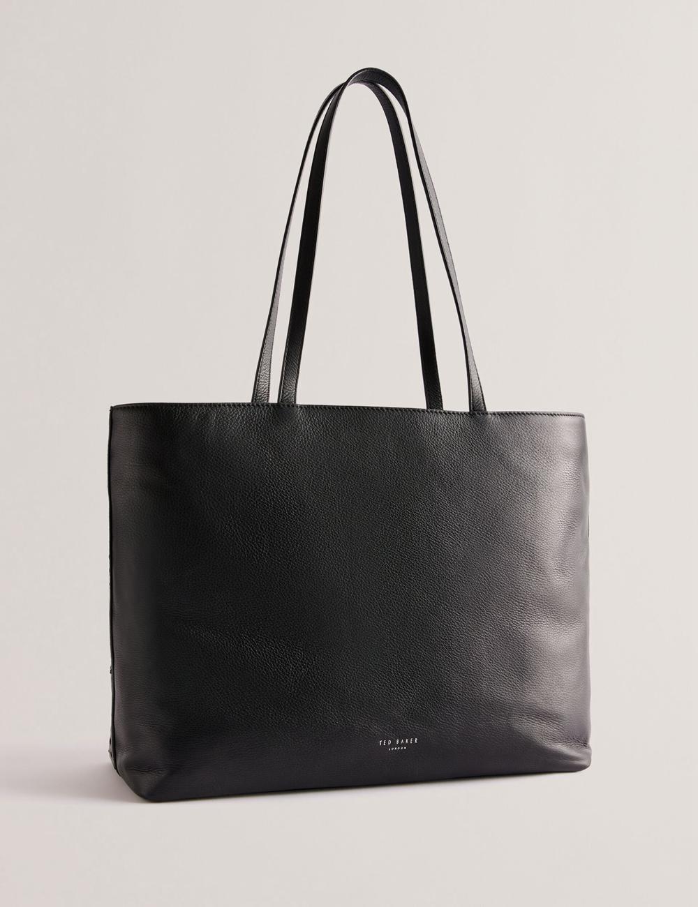 Ted Baker STALIE - Stitch Detail Leather Large Shopper Women Shopper Bags Black | UAE  72389-XZAP