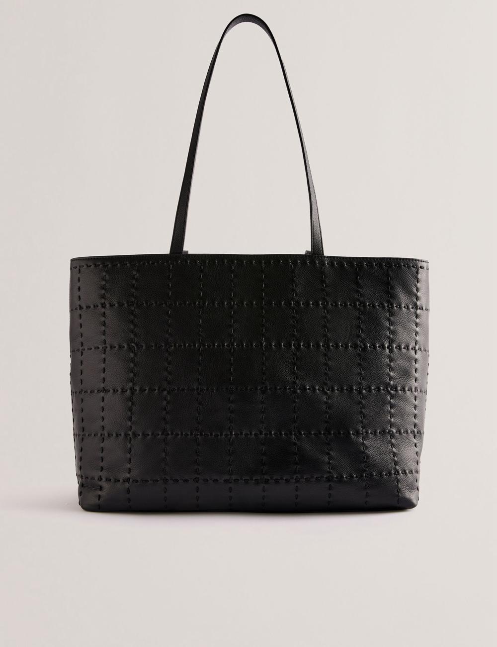 Ted Baker STALIE - Stitch Detail Leather Large Shopper Women Shopper Bags Black | UAE  72389-XZAP