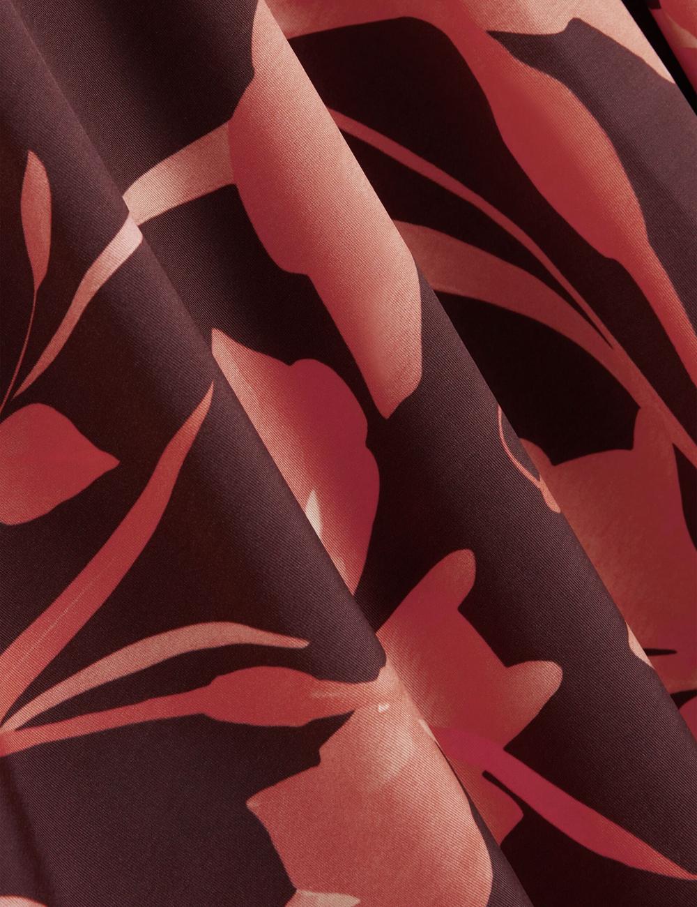 Ted Baker STARLAH - Slinky Printed Jersey Long Sleeve Women Midi Dresses Dk-Brown | UAE  20831-KQXJ