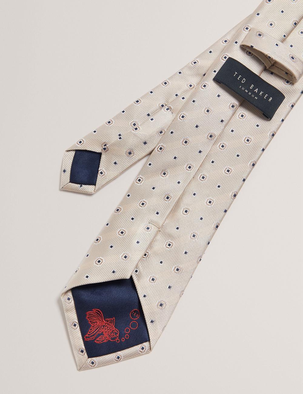 Ted Baker STEEPLE - Circle Geometric Print Silk Men Ties Stone | UAE  79108-YRWS