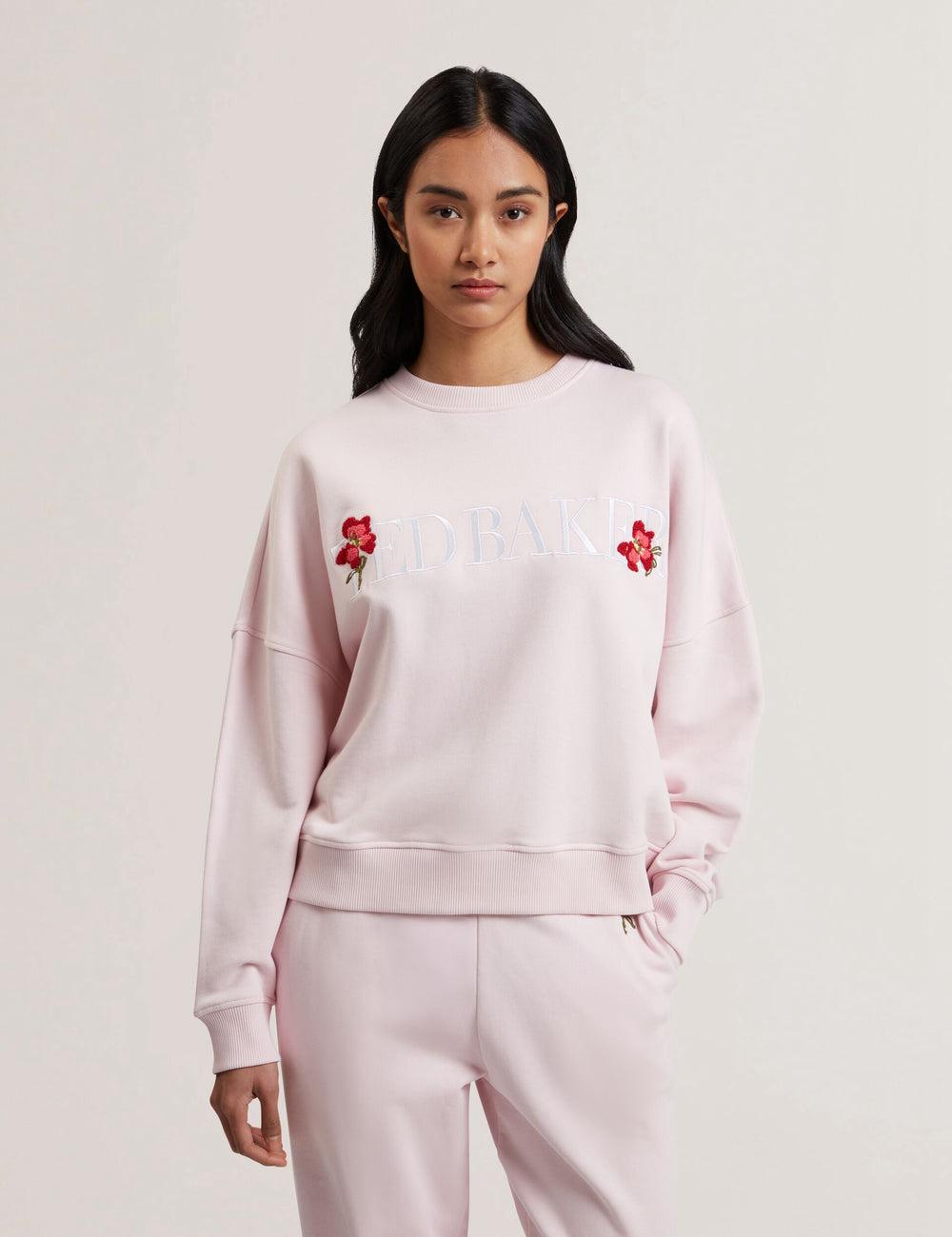Ted Baker STIILA - Embroidered Logo Pure Cotton Women Sweatshirts Pink | UAE  83012-NZJF