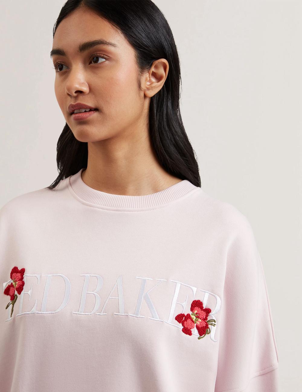 Ted Baker STIILA - Embroidered Logo Pure Cotton Women Sweatshirts Pink | UAE  83012-NZJF