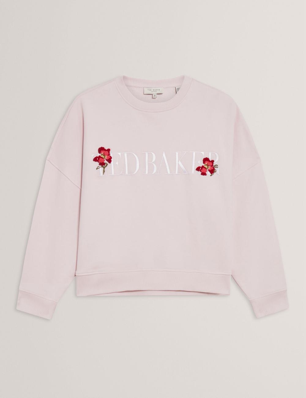 Ted Baker STIILA - Embroidered Logo Pure Cotton Women Sweatshirts Pink | UAE  83012-NZJF