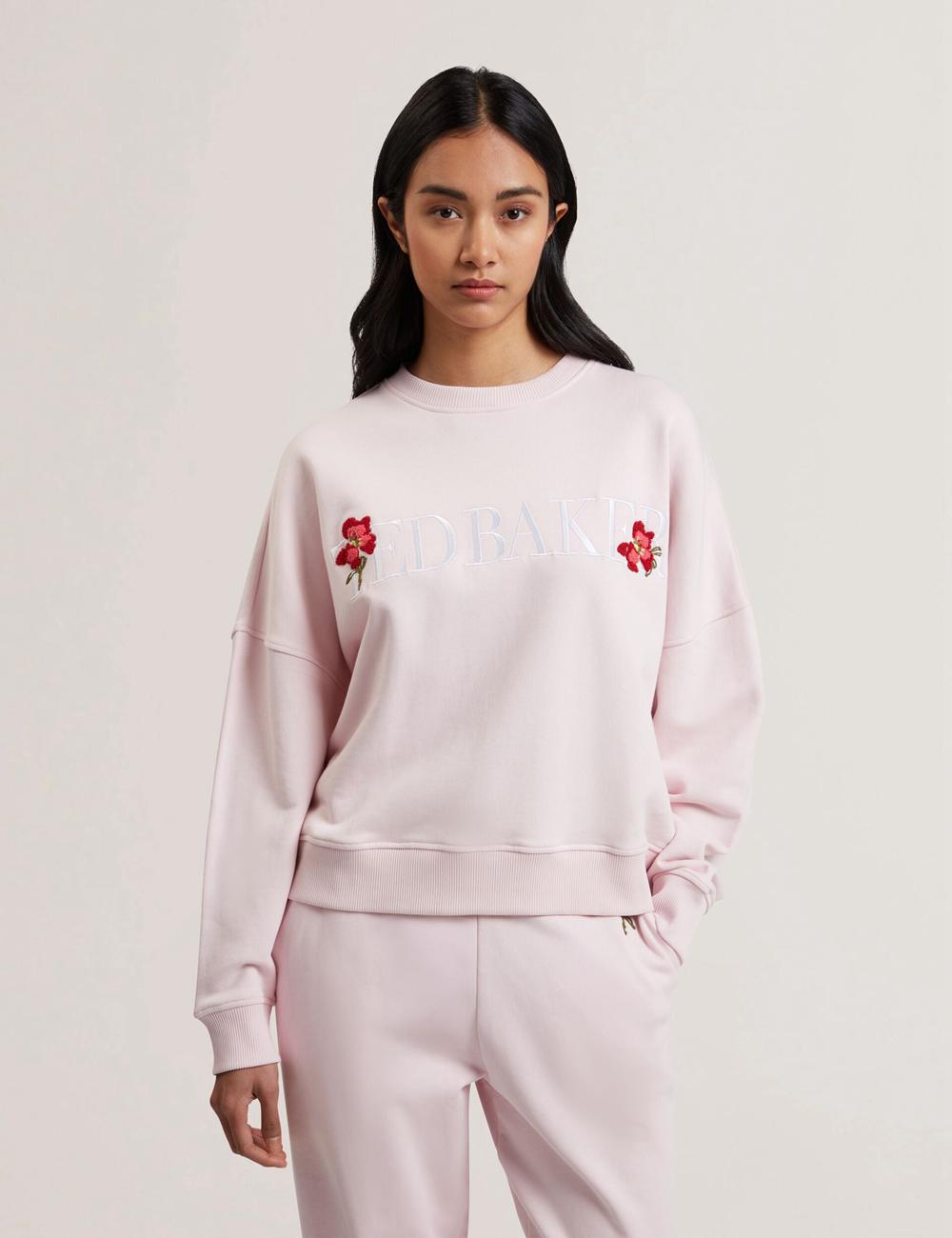 Ted Baker STIILA - Embroidered Logo Pure Cotton Women Sweatshirts Pink | UAE  83012-NZJF