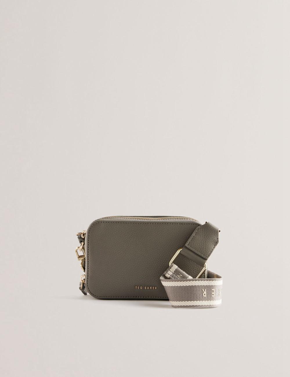 Ted Baker STUNNA - Mini Leather Crossbody Camera Women Camera Bag Mid-Grey | UAE  07134-GFRZ
