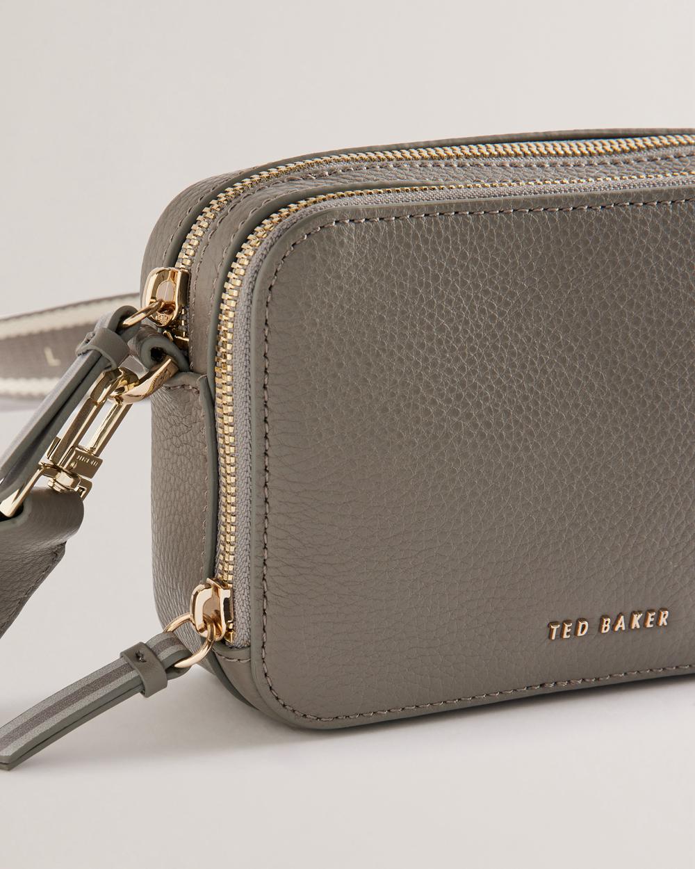 Ted Baker STUNNA - Mini Leather Crossbody Camera Women Camera Bag Mid-Grey | UAE  07134-GFRZ