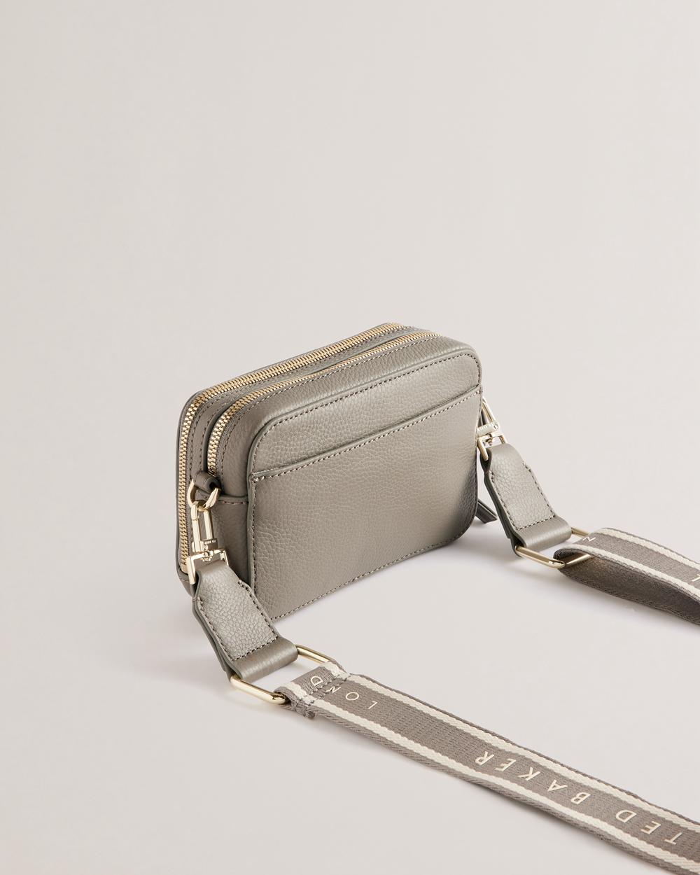 Ted Baker STUNNA - Mini Leather Crossbody Camera Women Camera Bag Mid-Grey | UAE  07134-GFRZ