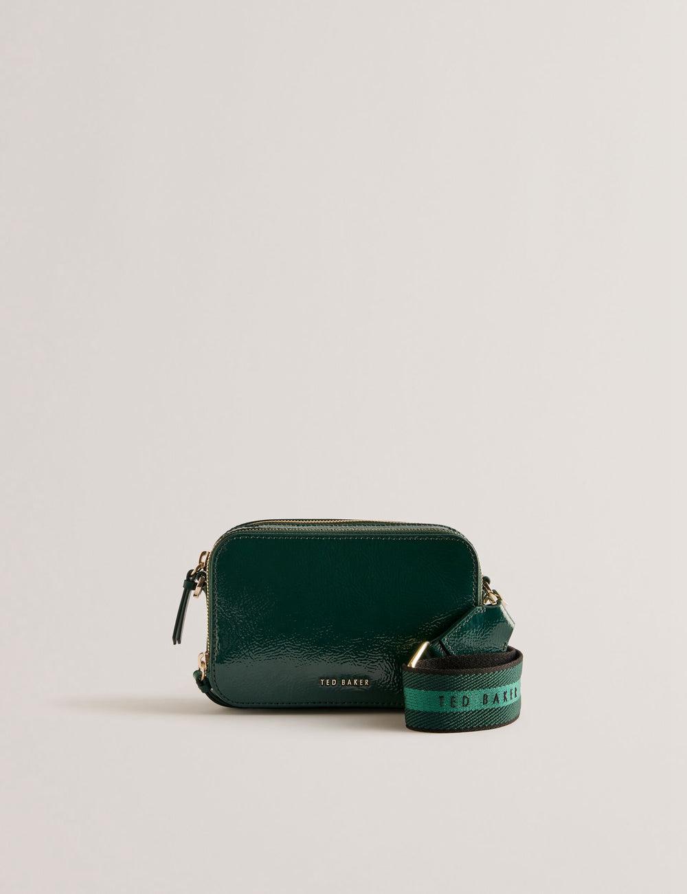 Ted Baker STUNWA - Patent Leather Webbing Camera Women Camera Bag Mid-Green | UAE  31948-JNMP