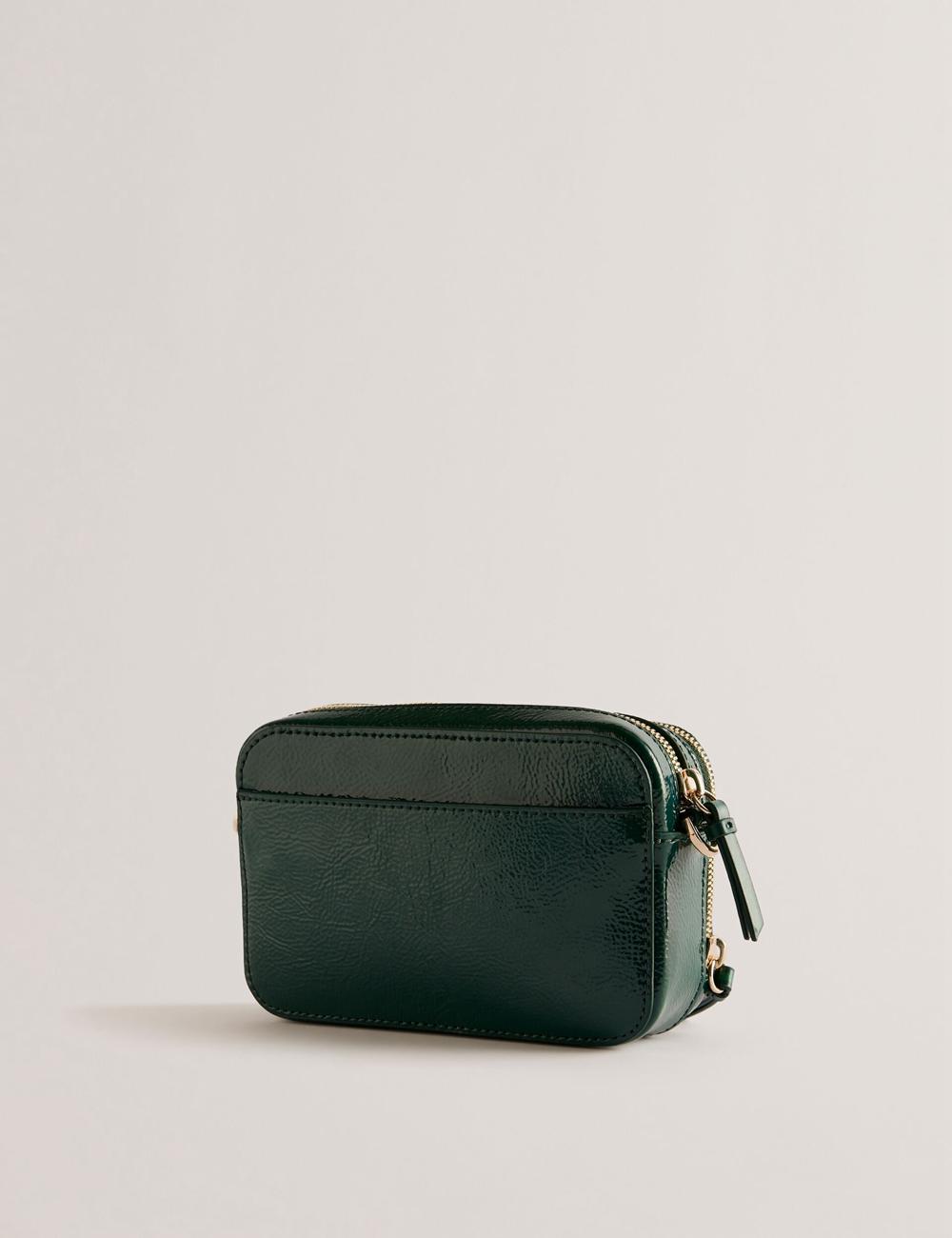 Ted Baker STUNWA - Patent Leather Webbing Camera Women Camera Bag Mid-Green | UAE  31948-JNMP