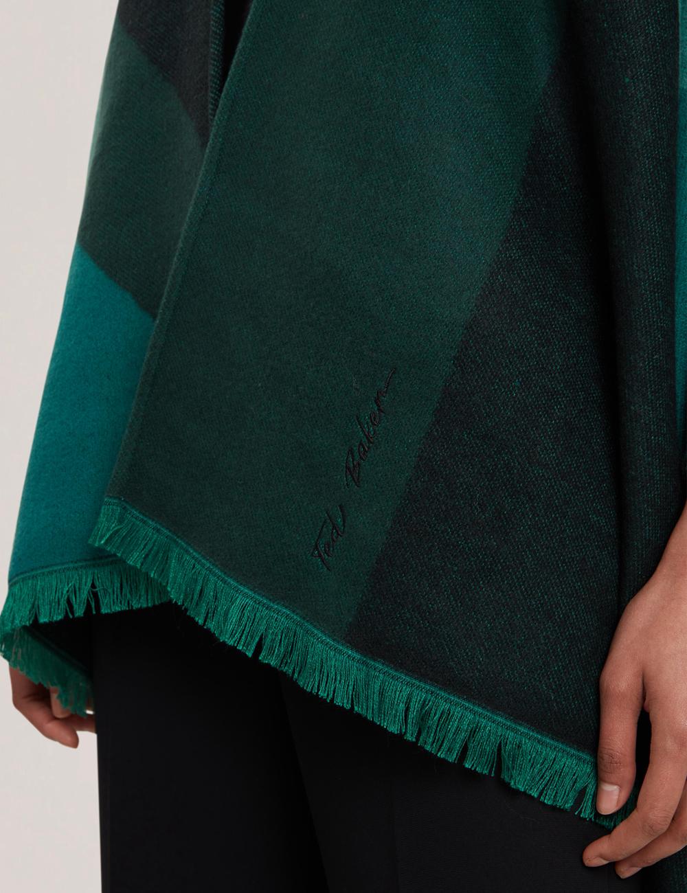 Ted Baker SUFFIA - Colour Block Buckled Woven Women Ponchos Dk-Green | UAE  68239-HNXW