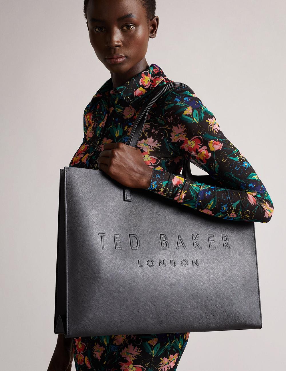 Ted Baker SUKICON - Textured Faux Leather Icon Women Tote Bags Black | UAE  31065-EFYT