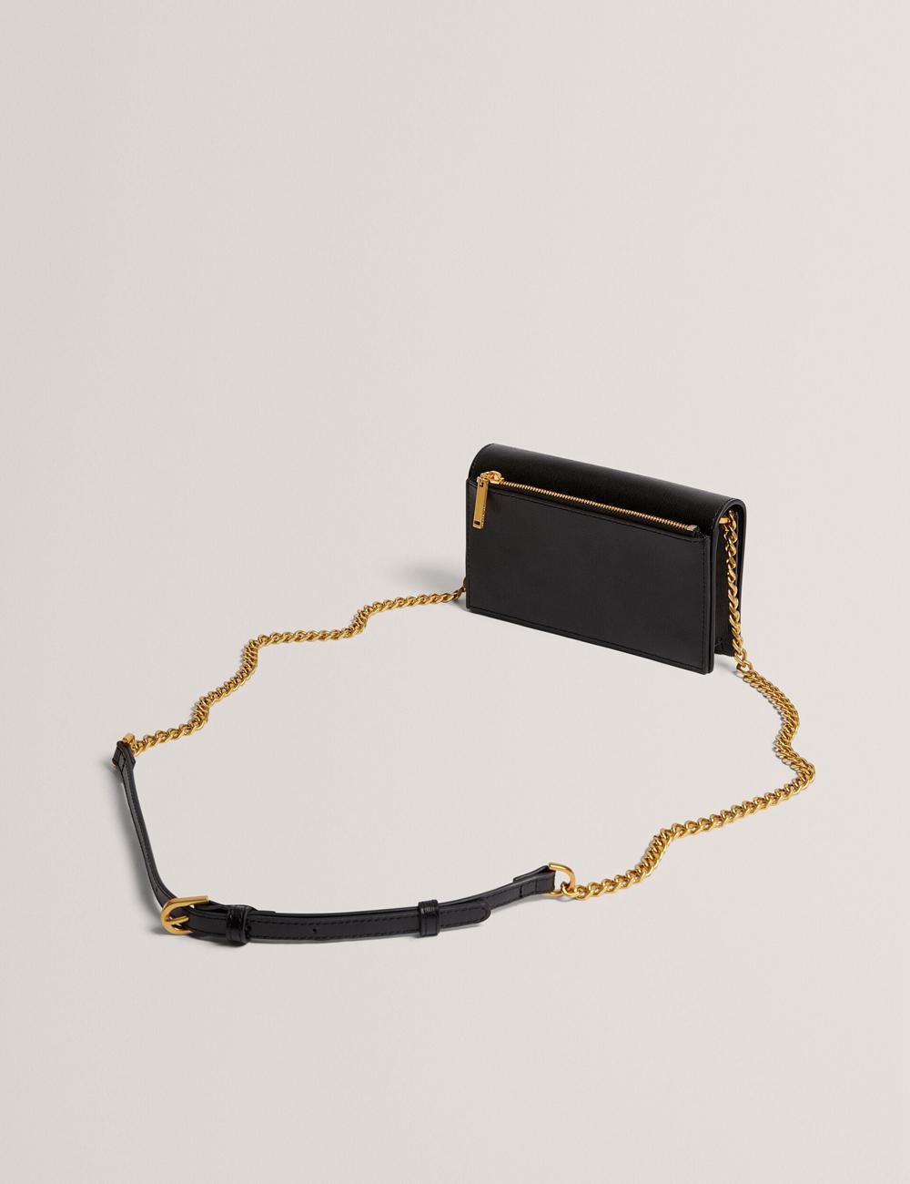 Ted Baker TABINA - Leather With Chain Crossbody Strap Women Purses Black | UAE  02945-XVOL