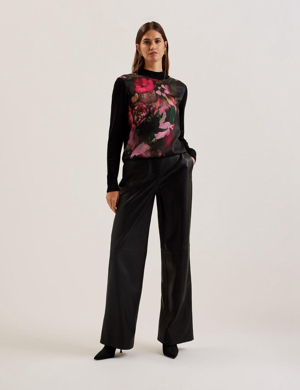 Ted Baker TABITHR - Printed Panel Long Sleeve Knit Women Tops Black | UAE  68457-YSDG
