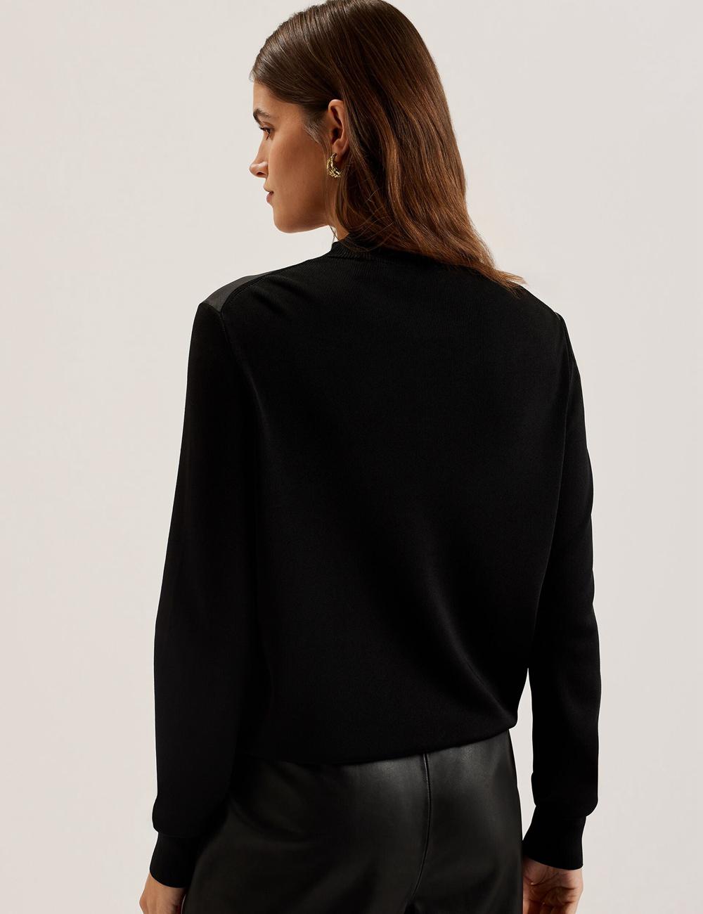 Ted Baker TABITHR - Printed Panel Long Sleeve Knit Women Tops Black | UAE  68457-YSDG