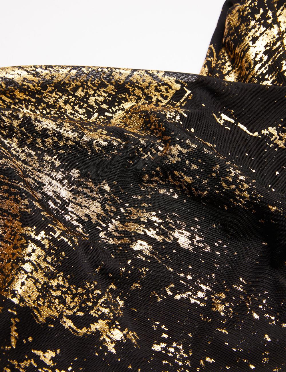 Ted Baker TALULAR - Bardot Foil Printed Mesh Women Tops Black | UAE  17984-VSUK