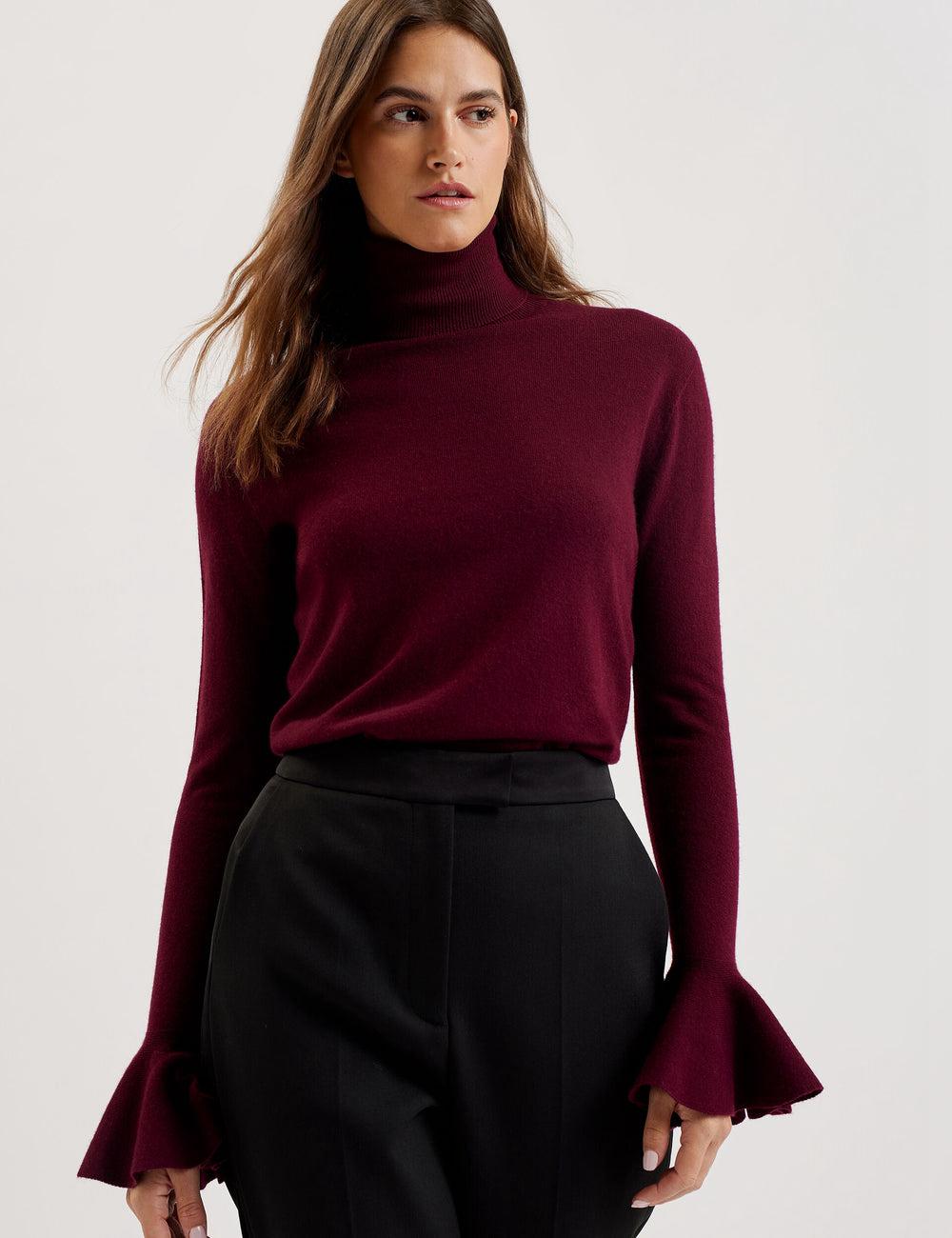 Ted Baker TAMSENN - Roll Neck Wool Cashmere Women Jumpers Red | UAE  85149-CBUV