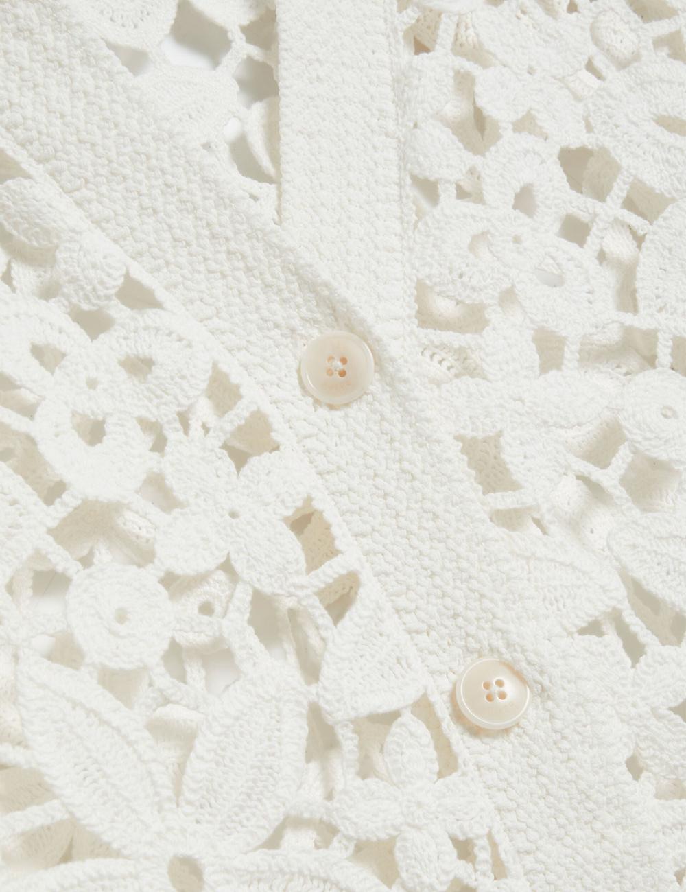 Ted Baker TARLI - Crochet Open Knit Longline Women Cardigans White | UAE  48057-IJHF
