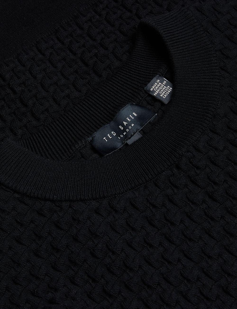 Ted Baker TEDTYY - Textured T Jacquard Knitted Women Jumpers Black | UAE  76910-PVFJ