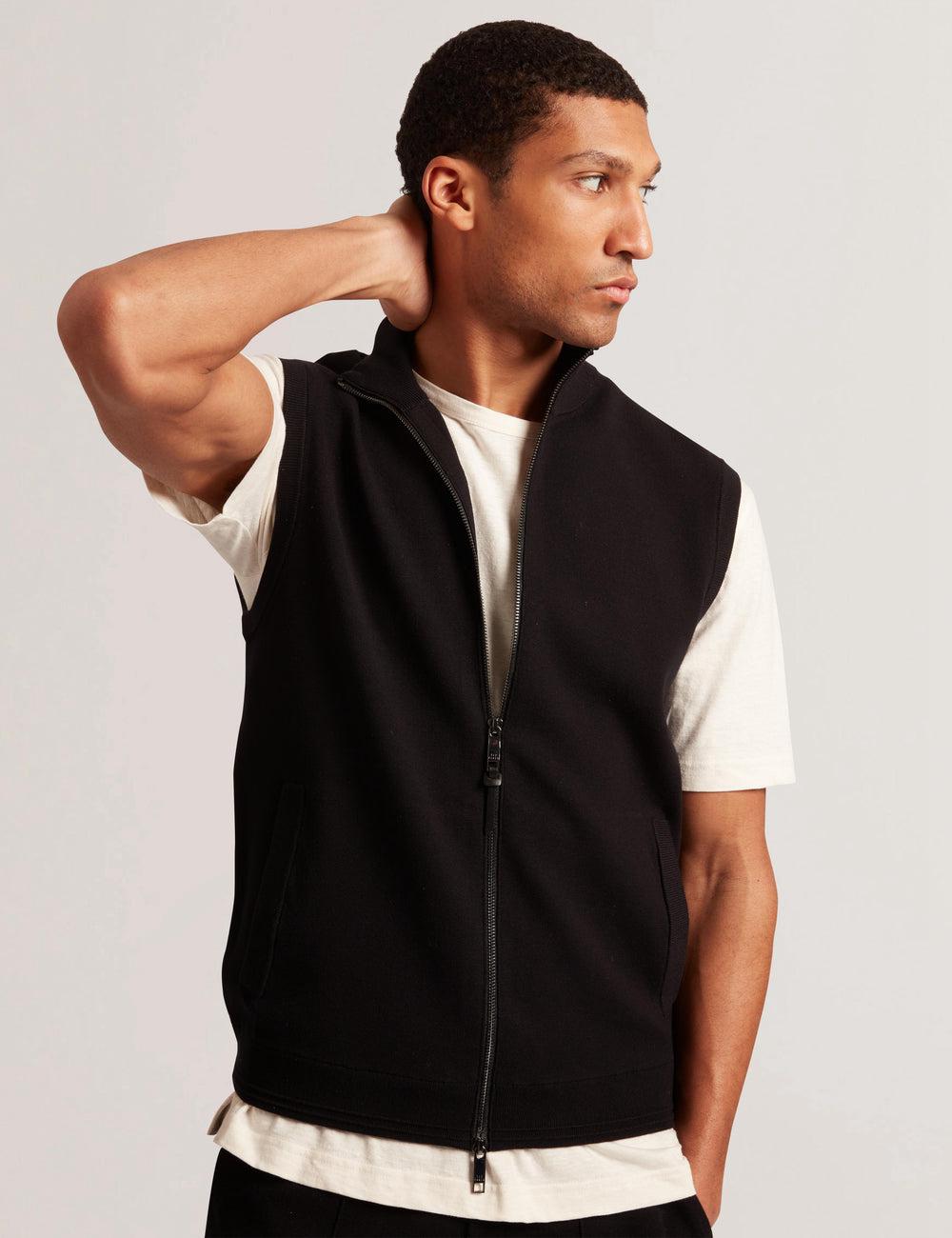 Ted Baker TERINCE - Zip-Through Funnel Neck Men Gillets Black | UAE  53416-SEMV