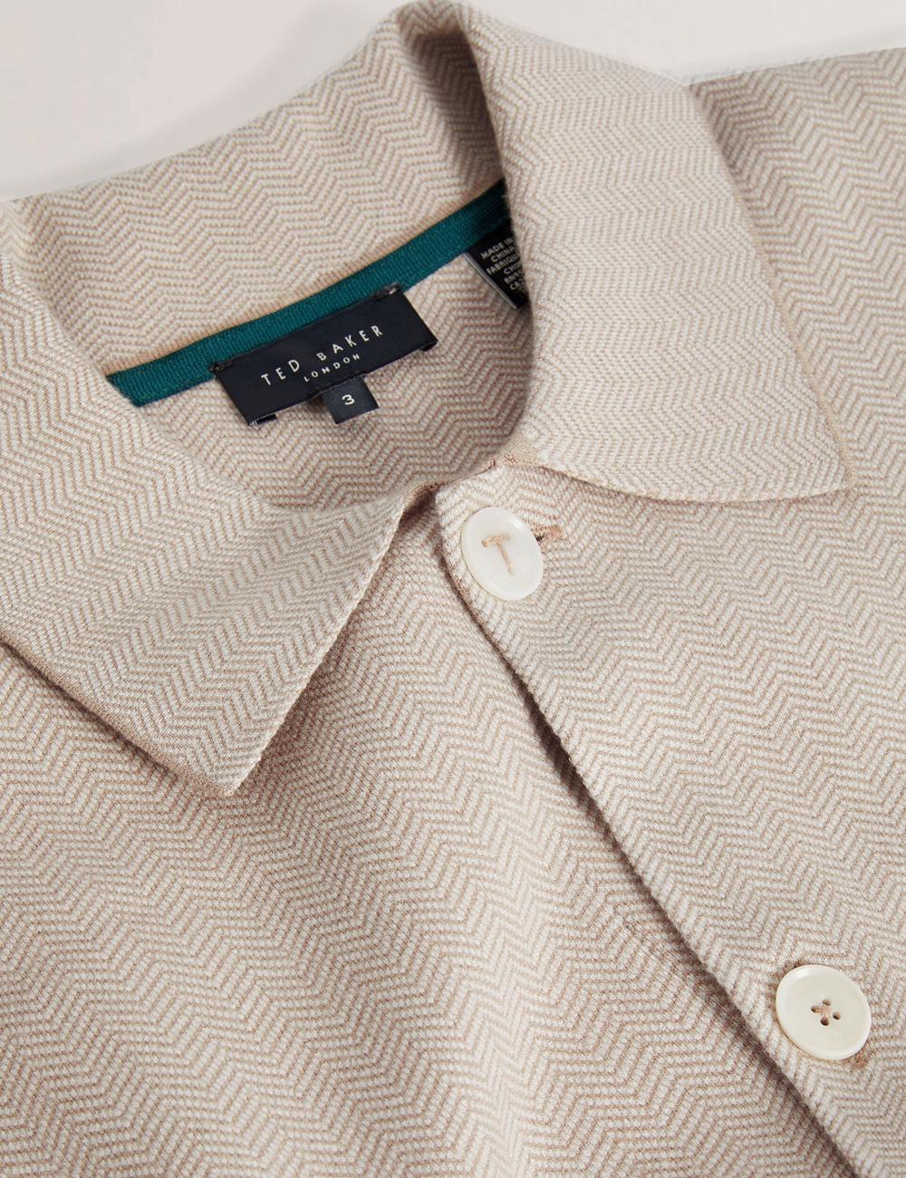 Ted Baker THIMON - Herringbone Knit Button-Up Men Jackets Taupe | UAE  43720-PGMX