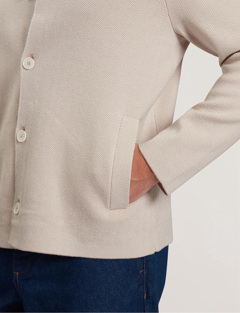 Ted Baker THIMON - Herringbone Knit Button-Up Men Jackets Taupe | UAE  43720-PGMX