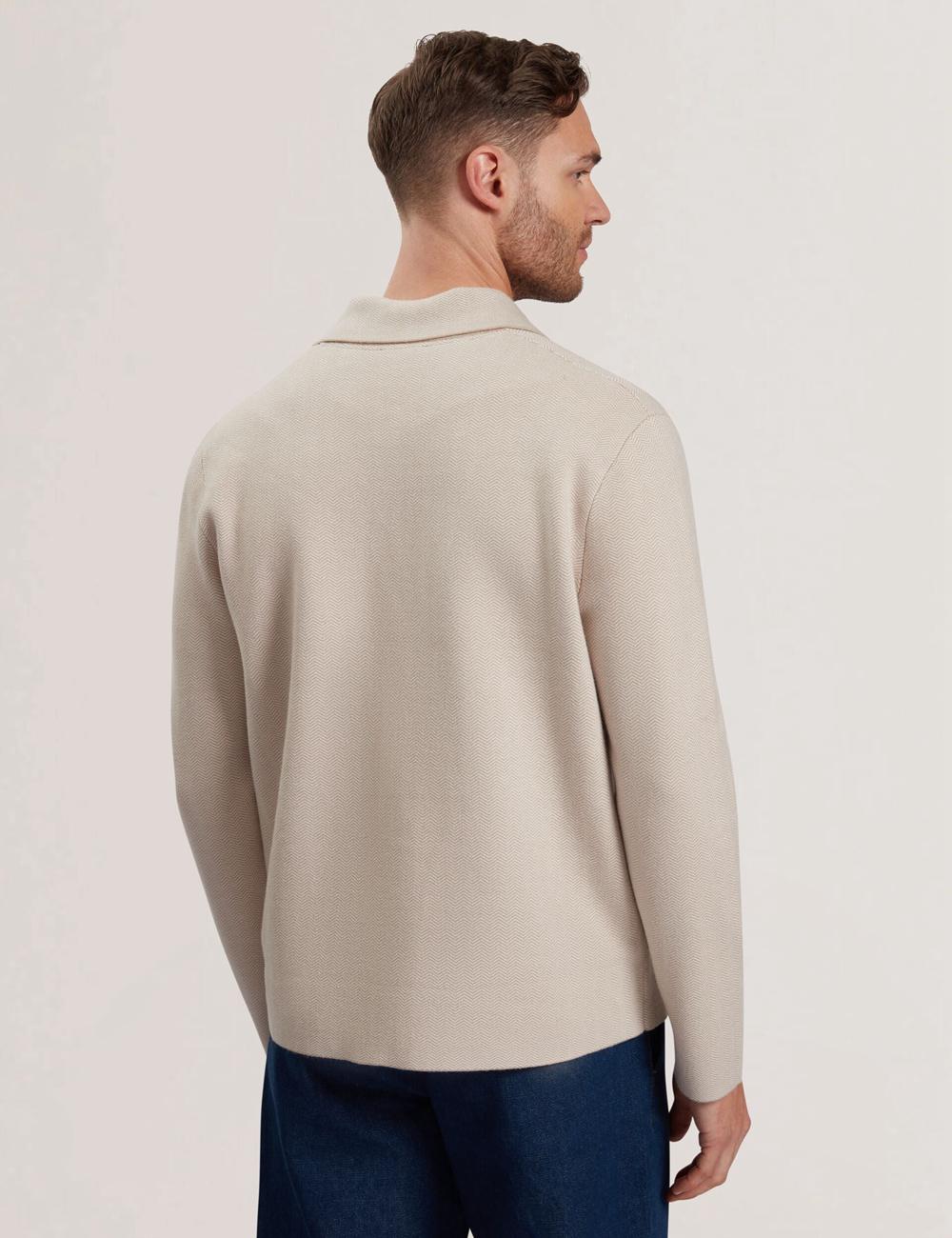 Ted Baker THIMON - Herringbone Knit Button-Up Men Jackets Taupe | UAE  43720-PGMX