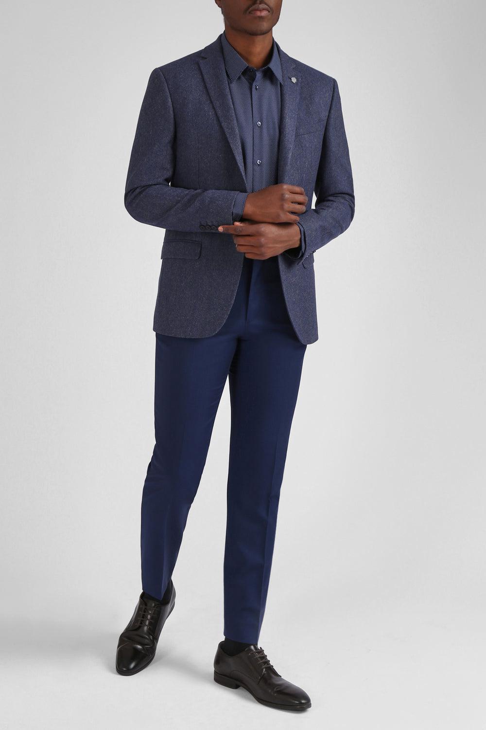 Ted Baker TIANJS - Textured Wool Blend Tailored Men Blazers Blue | UAE  89275-NBAO