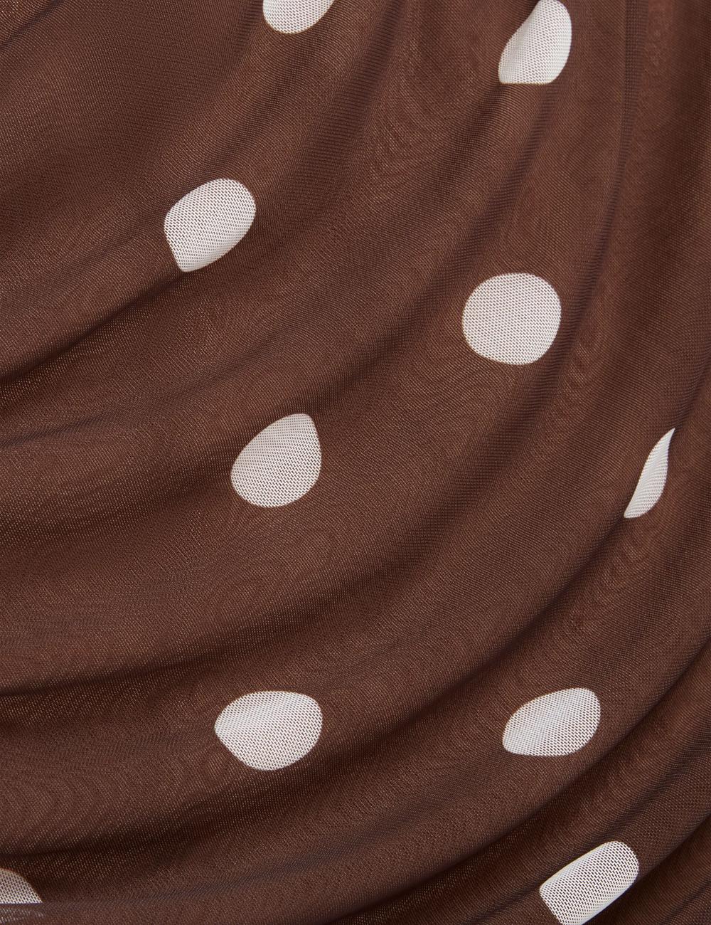 Ted Baker TILDAHH - Off-Shoulder Polka Dot Mesh Women Mini Dresses Dk-Brown | UAE  79106-PKJL