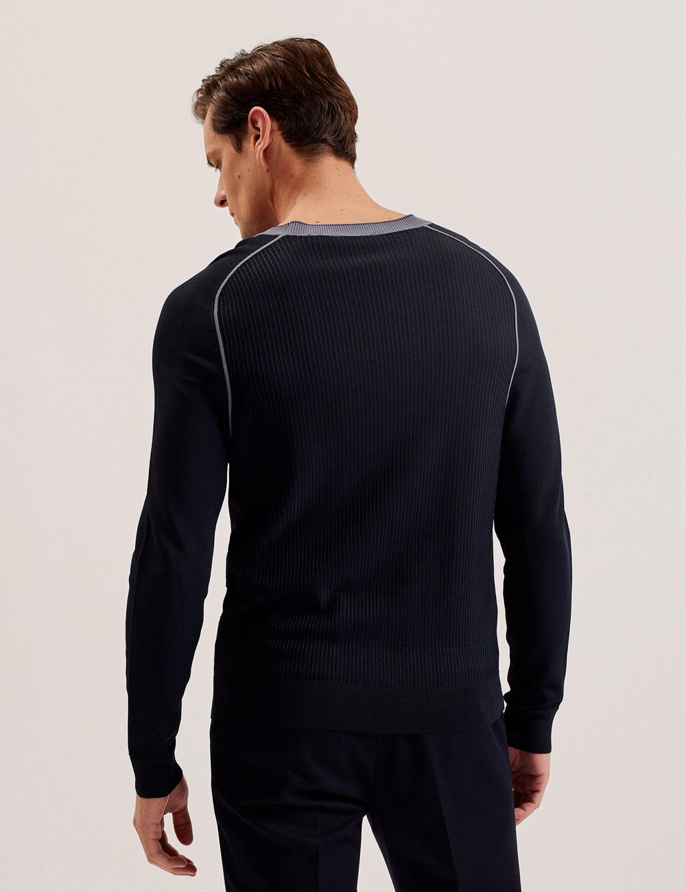Ted Baker TOREZ - Long Sleeve Textured Knit Top Men Jumpers Navy | UAE  59437-DANJ