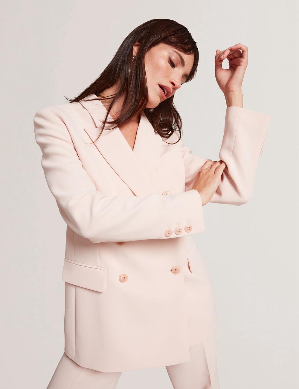 Ted Baker TRAGA - Tailored Double Breasted Woven Women Blazers Pink | UAE  76859-DPNG