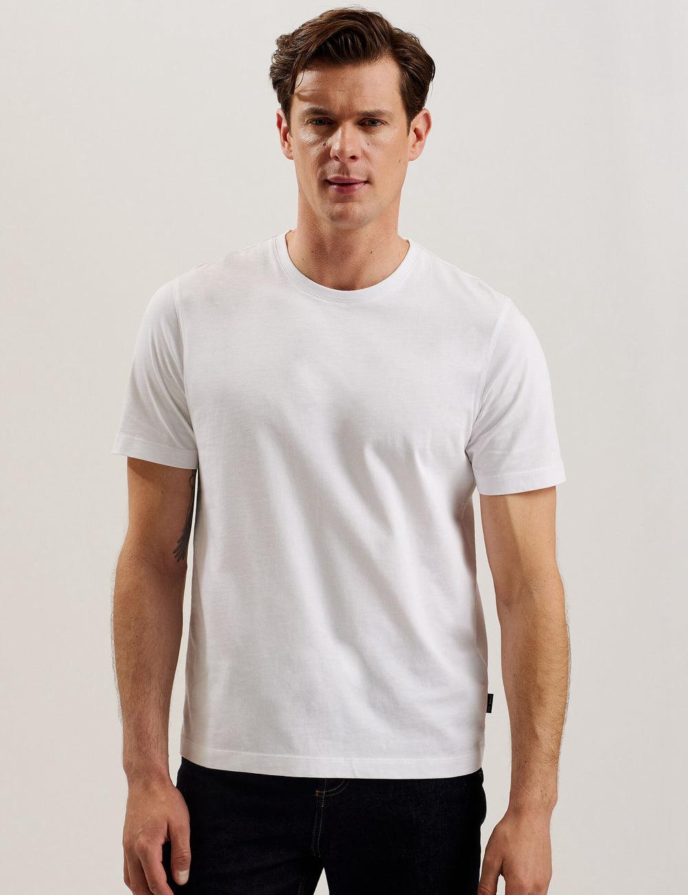 Ted Baker TYWINN - Classic Crew Neck Cotton Men T-Shirts White | UAE  80235-QHSP