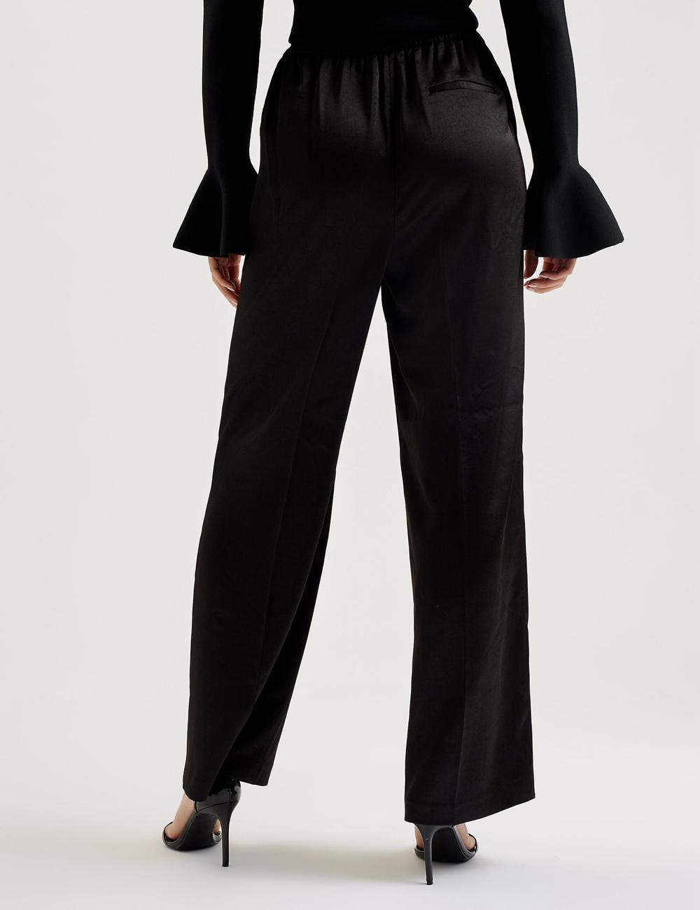Ted Baker UMAIBO - Satin Wide Leg Drawstring Joggers Women Trousers Black | UAE  76401-JNES