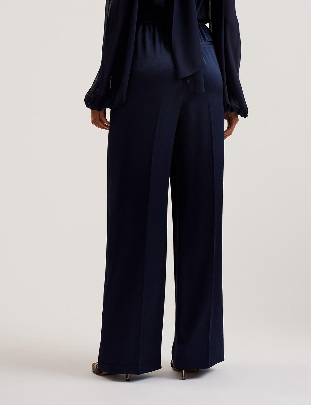 Ted Baker UMAIBO - Satin Wide Leg Drawstring Joggers Women Trousers Black | UAE  76401-JNES
