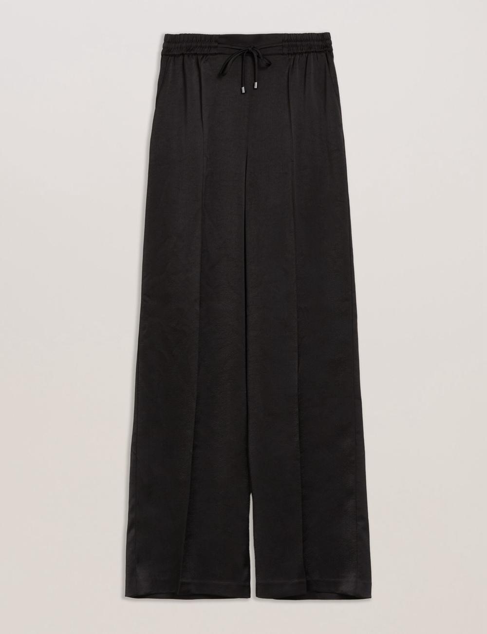 Ted Baker UMAIBO - Satin Wide Leg Drawstring Joggers Women Trousers Black | UAE  76401-JNES
