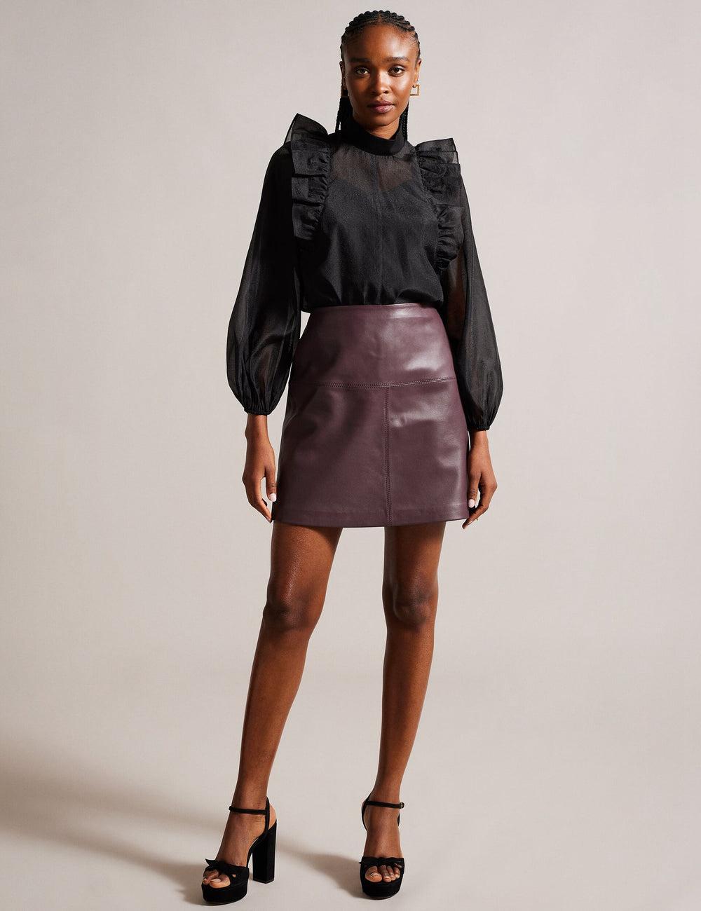 Ted Baker VALIAT - A-Line Leather Women Mini Skirts Red | UAE  35019-IPCK