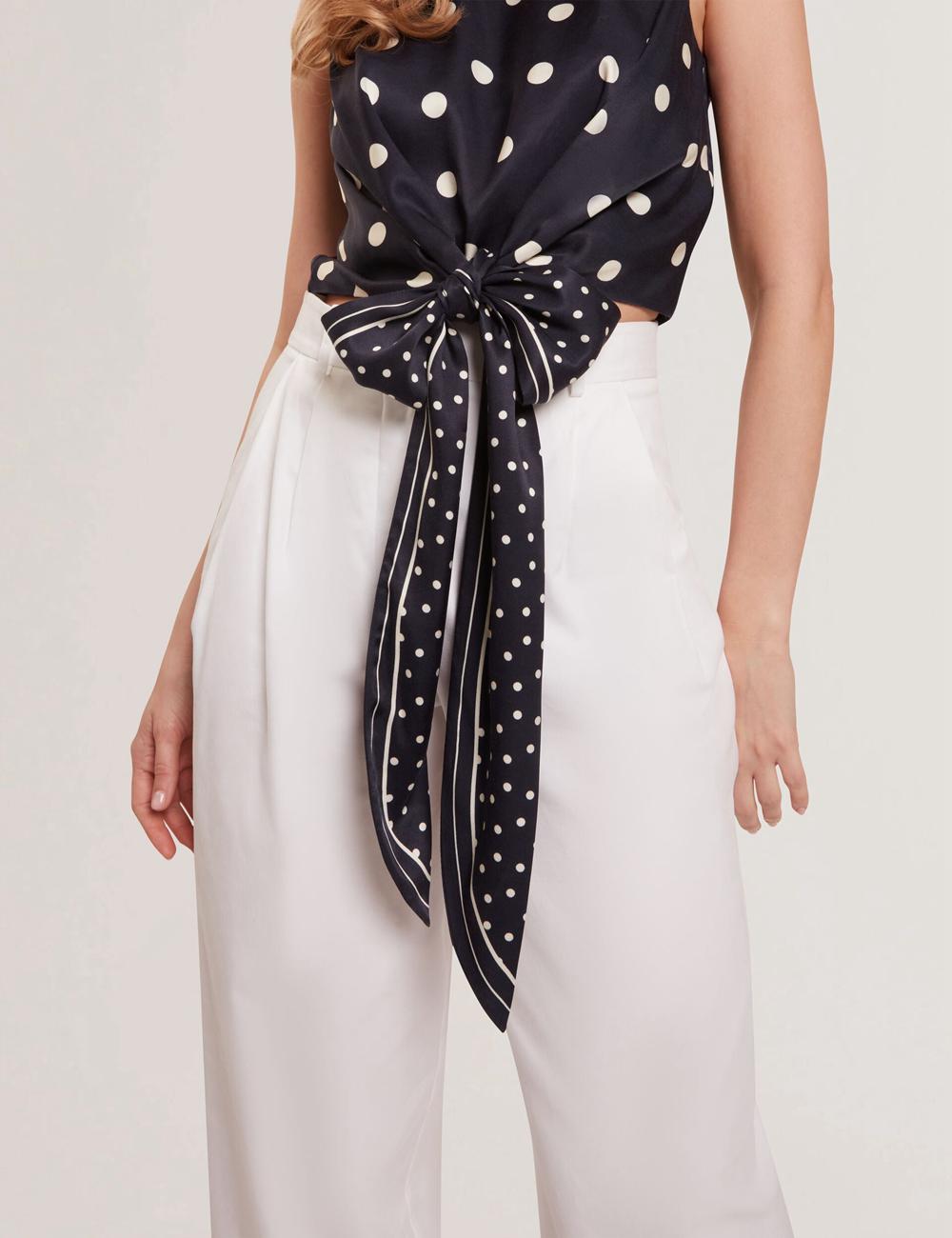 Ted Baker VEIRAA - Polka Dot Front Sleeveless Crop Women Tops Navy | UAE  30681-WFJA