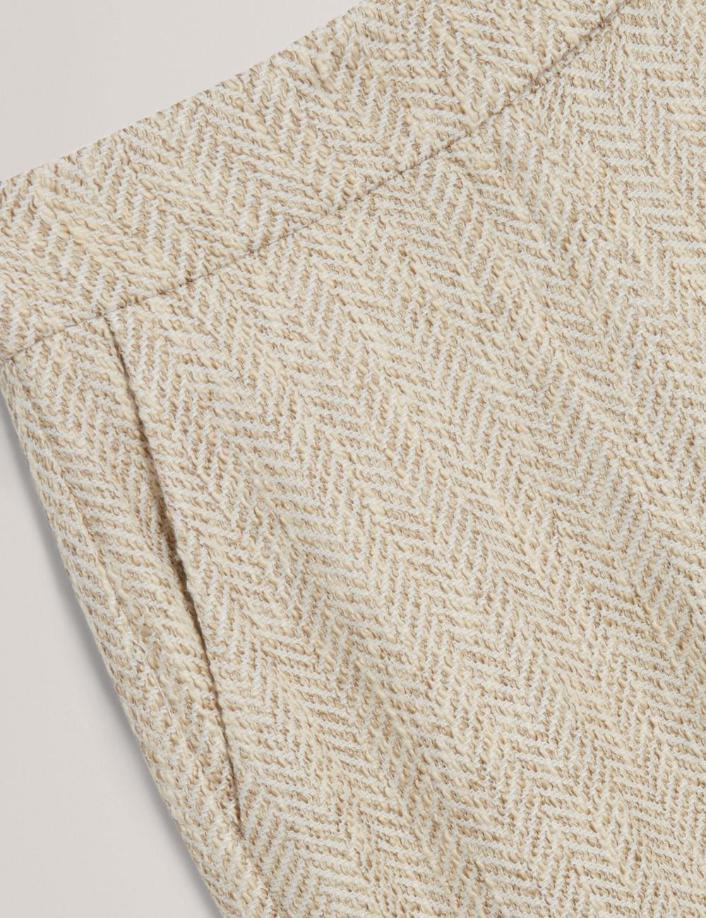 Ted Baker VULPAT - Boucle Herringbone Wide Leg Tailored Women Trousers Ivory | UAE  07842-ALBZ