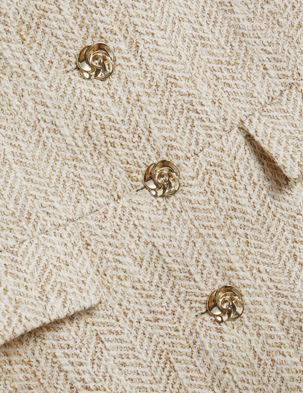 Ted Baker VULPAW - Boucle Herringbone Fitted Women Suit Waistcoat Ivory | UAE  05764-KPXB