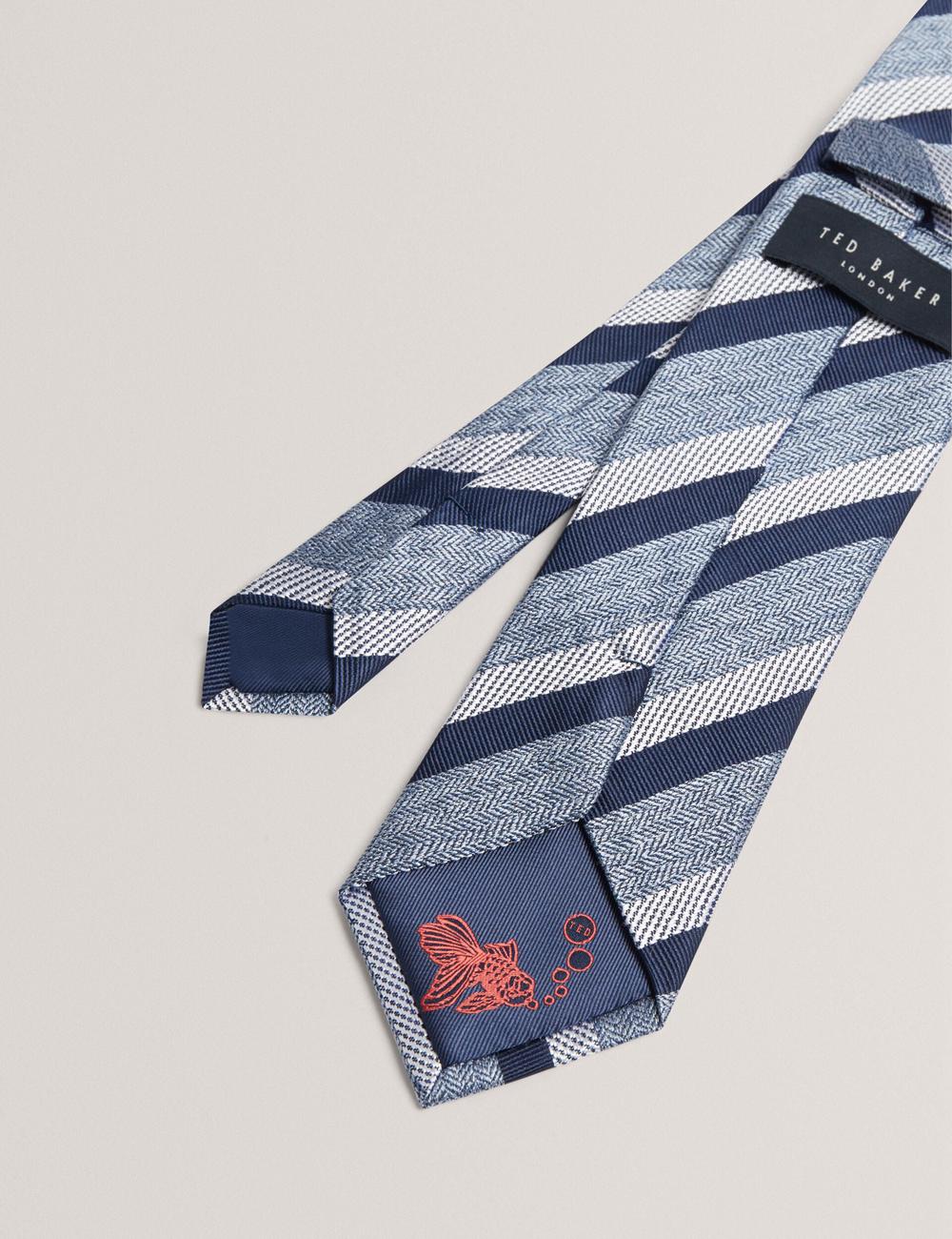Ted Baker WEISMUL - Textured Mixed Stripe Silk Men Ties Navy | UAE  01563-LCEF