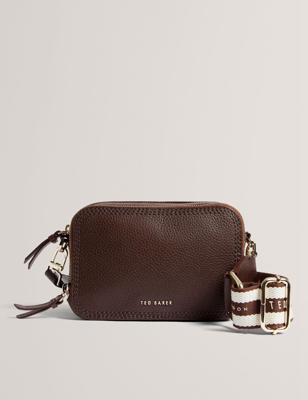 Ted Baker WILLSA - Branded Webbing Mini Leather Camera Women Camera Bag Brown | UAE  10462-GVWJ