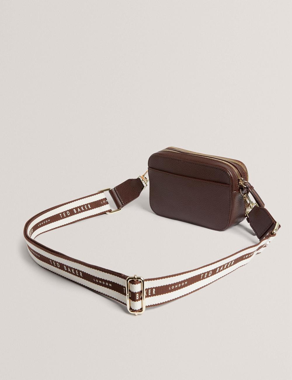 Ted Baker WILLSA - Branded Webbing Mini Leather Camera Women Camera Bag Brown | UAE  10462-GVWJ