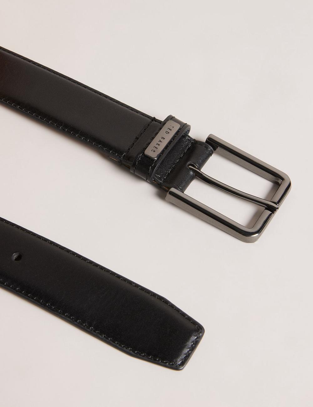 Ted Baker WIZERD | UAE  Polished Leather With Logo Hardware Men Belts Black | UAE  29568-UWOJ