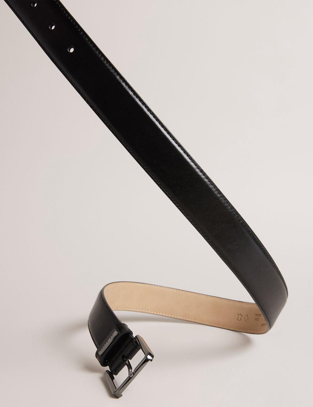 Ted Baker WIZERD | UAE  Polished Leather With Logo Hardware Men Belts Black | UAE  29568-UWOJ