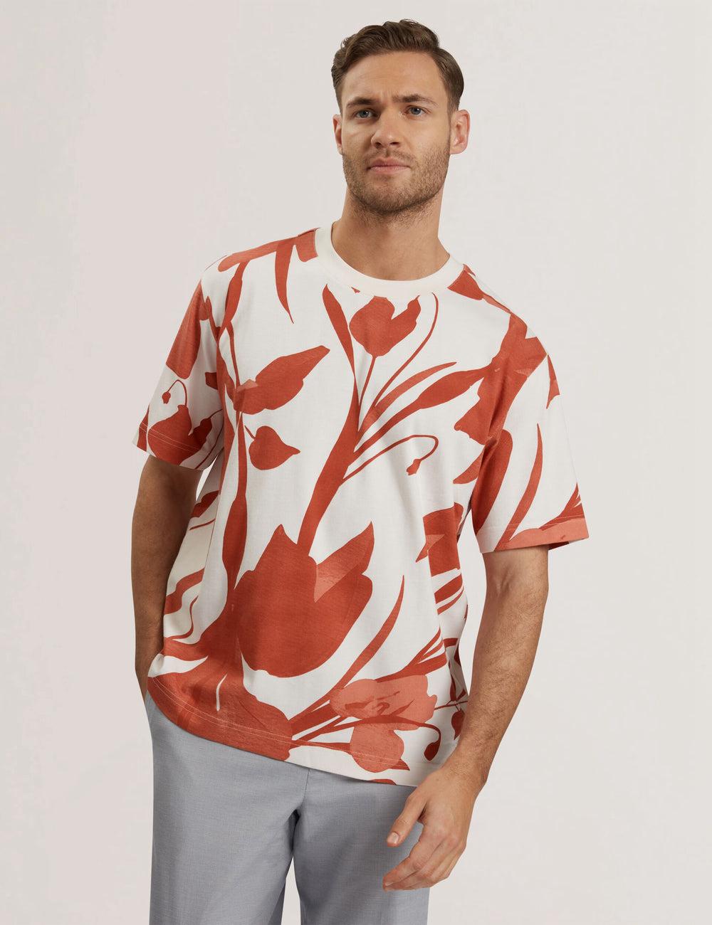 Ted Baker YIANNOS - Floral Print Heavyweight Cotton Men T-Shirts Red | UAE  98365-KLTH