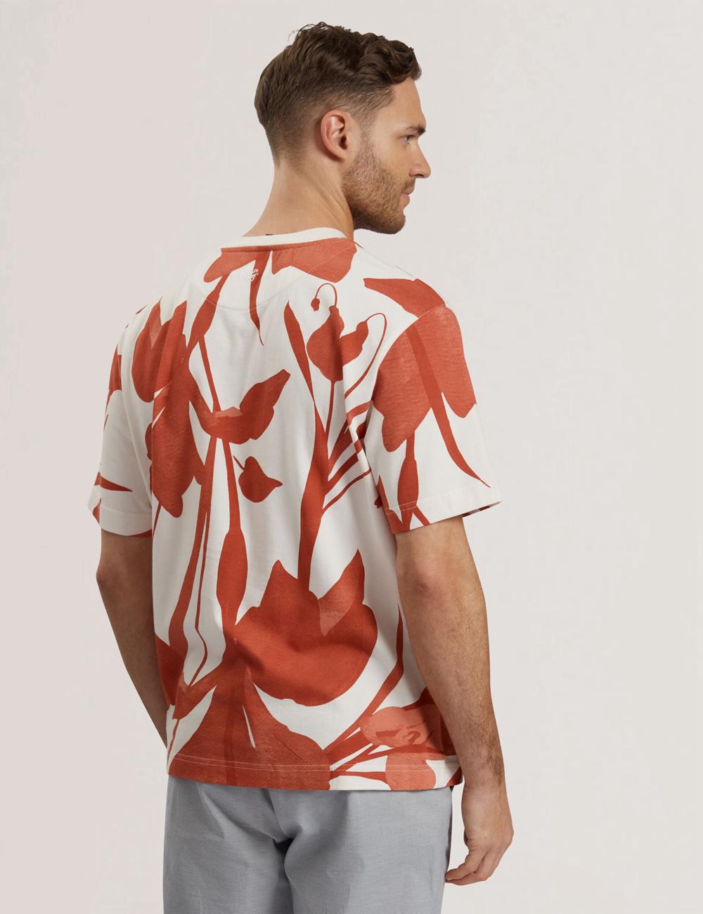 Ted Baker YIANNOS - Floral Print Heavyweight Cotton Men T-Shirts Red | UAE  98365-KLTH