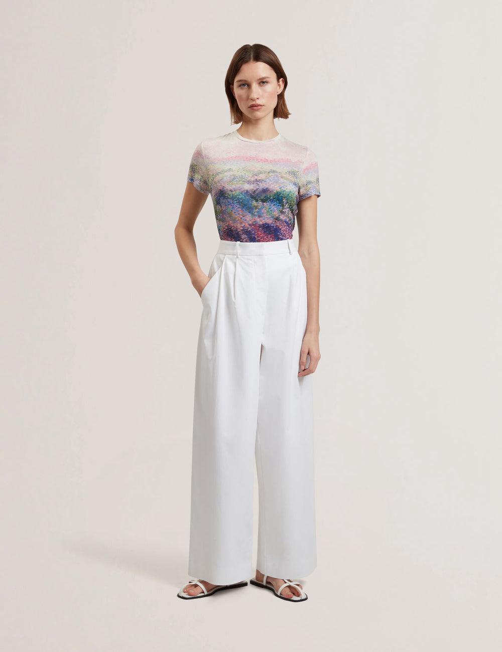 Ted Baker ZOZIA - Pleated High Waist Wide Leg Women Trousers White | UAE  68529-VLKG