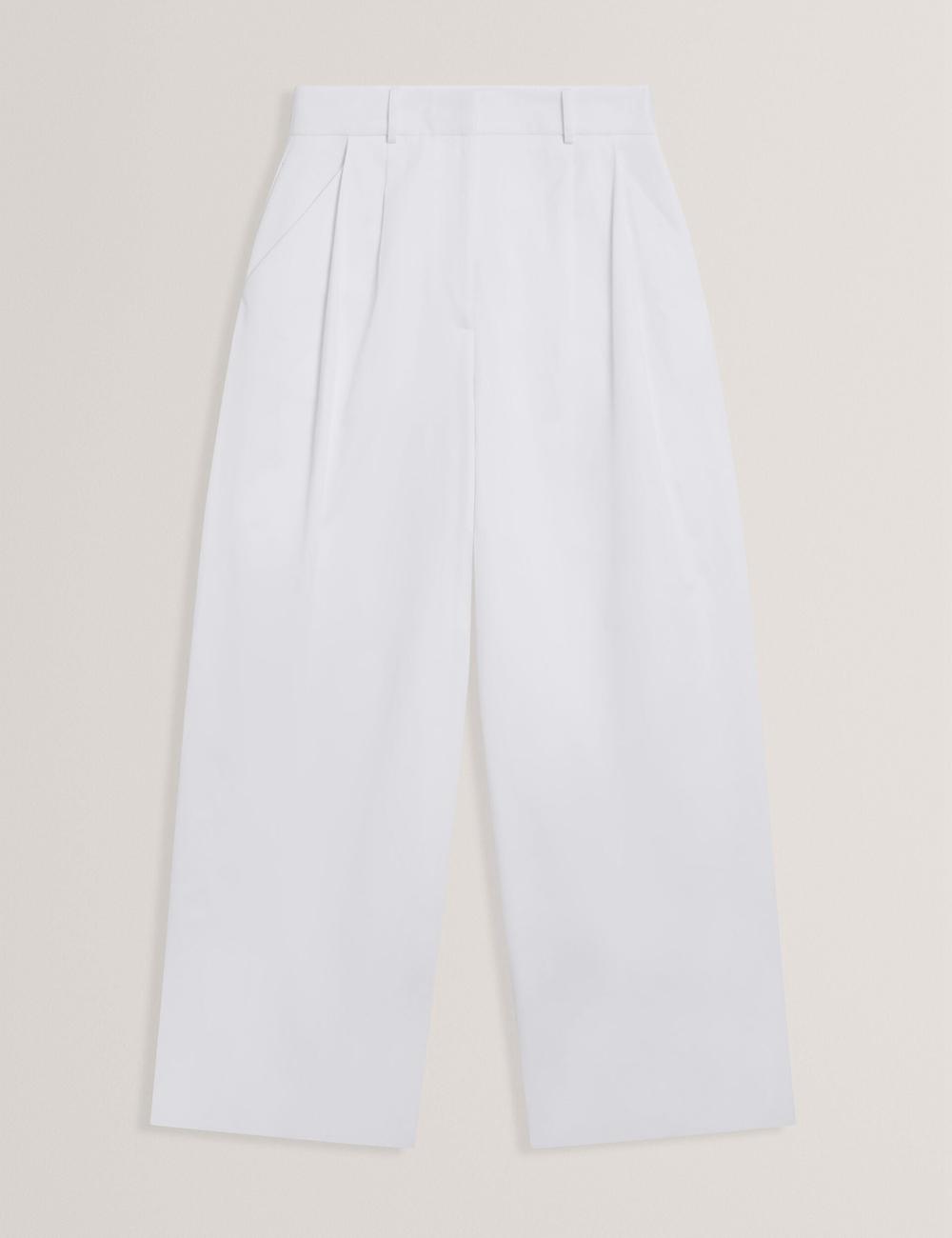 Ted Baker ZOZIA - Pleated High Waist Wide Leg Women Trousers White | UAE  68529-VLKG